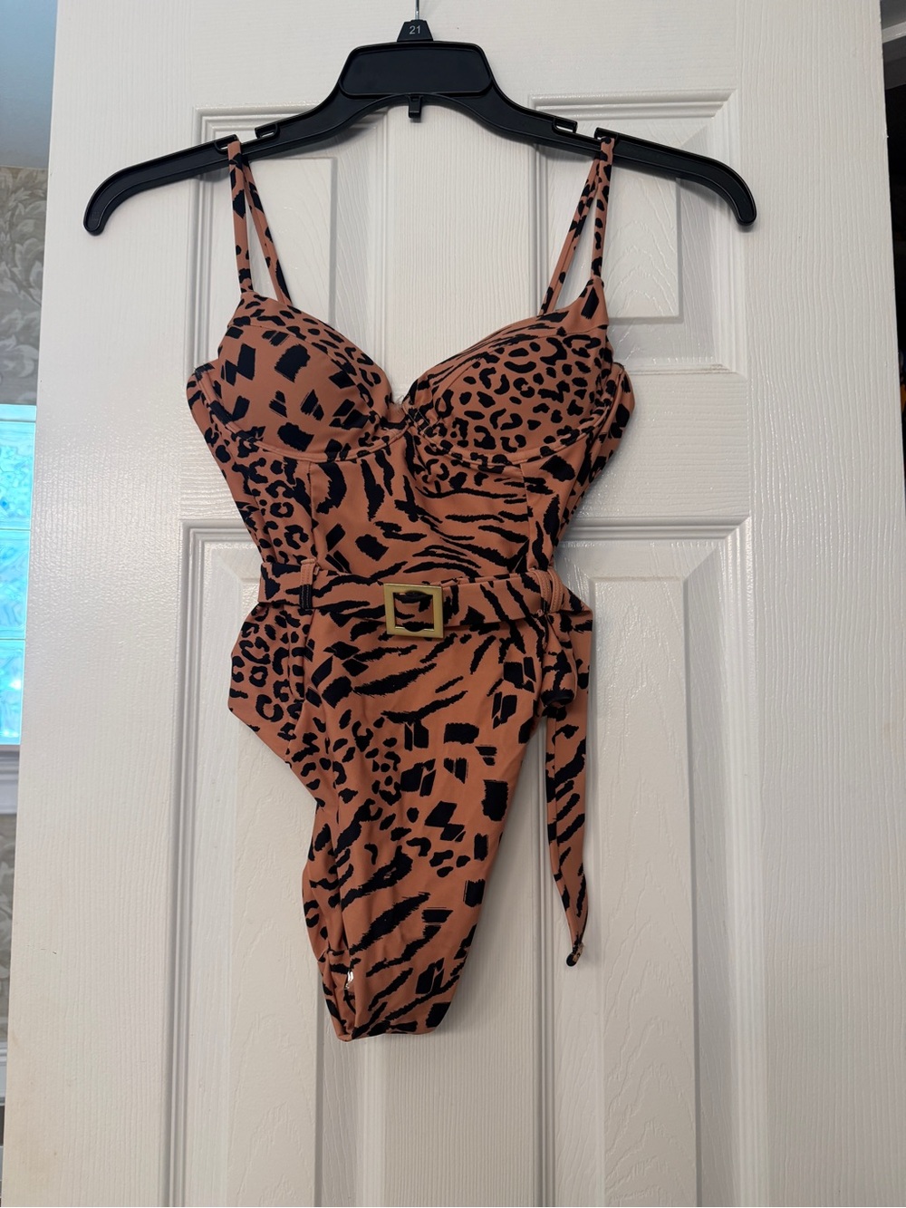 Buddy Love Animal Print One-Piece with Belt